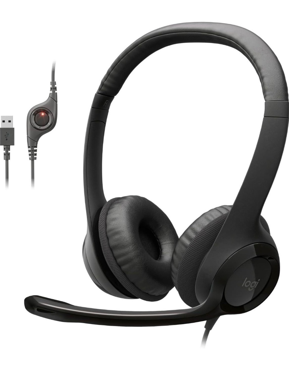 Logitech H390 Wired Headset for PC Laptop,Stereo Headphones With NoiseCancelling
